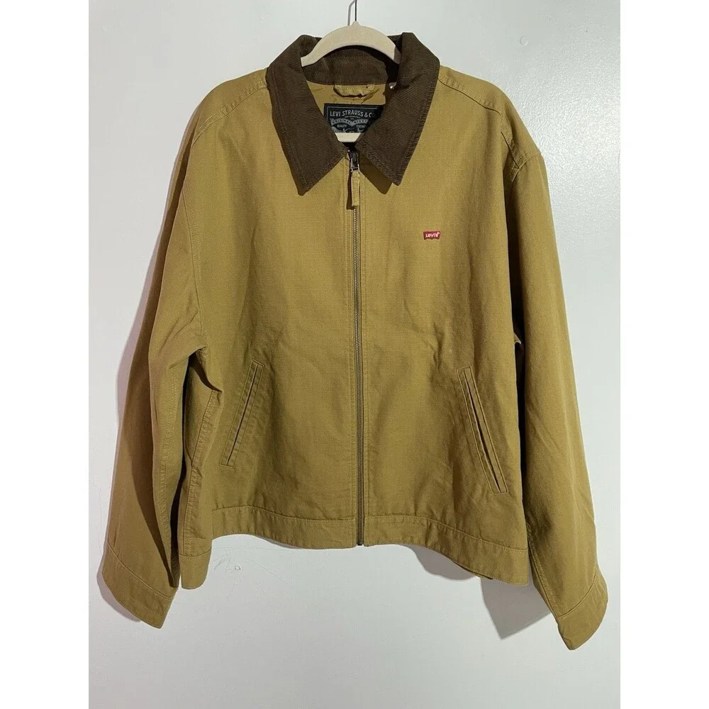 Levis‎ Canvas Depot Jacket Mens XL Brown Corduroy Collar Trucker Barn Utility